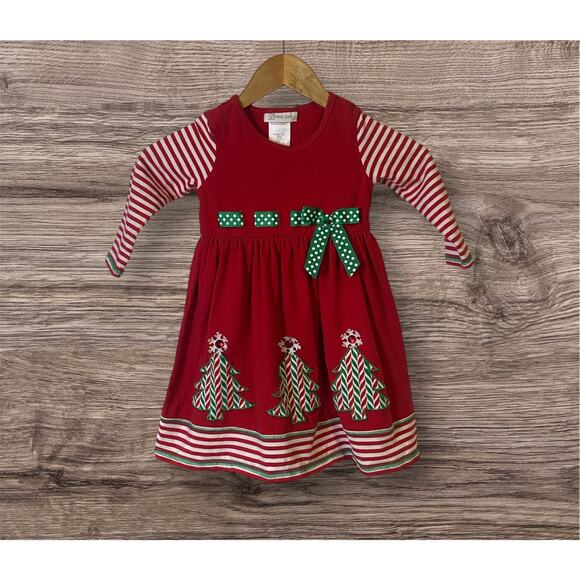 Bonnie Jean Red Christmas Tree Dress Toddler Girls Size 4T - Picture 1 of 7